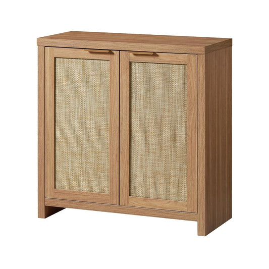 Hampstead Storage Sideboard Cabinet with Rattan Doors and Adjustable Shelves, Buffet Kitchen Cabinet Cupboard Console for Living Room