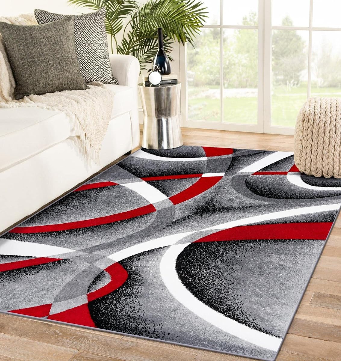 2305 Gray 4 ft x 5 ft Modern Abstract Area Rug | Modern Carpet for Living Room
