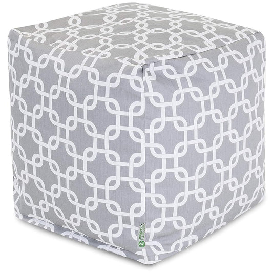 Goods Links Indoor/Outdoor Pouf Ottoman Stuffed Cube 17x17x17 Inches - Bean Bag Floor Pouf Ottoman for Foot Rest – Sitting Pouf Chair for Living Room – Nursery Pillow Ottoman - Gray