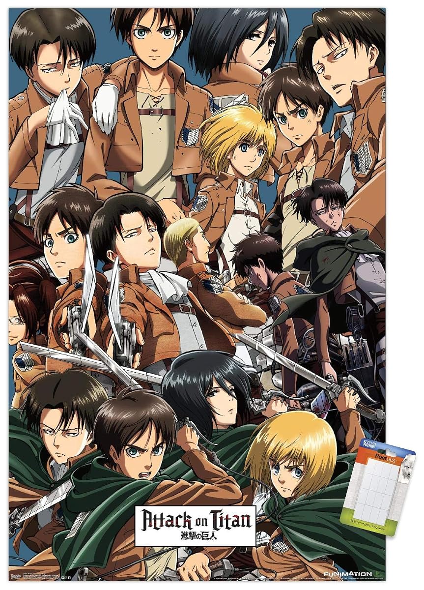 Attack on Titan - Collage Wall Poster, 22.375" x 34", Poster & Mount Bundle