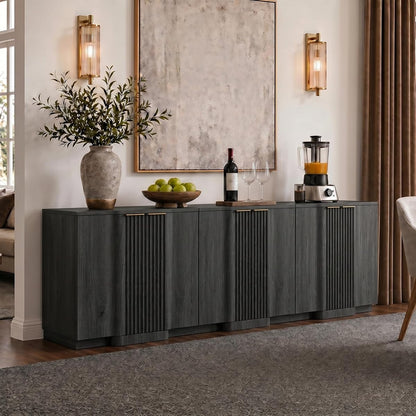 Fluted Buffet Cabinet with Storage, 94.5" Accent Sideboard Credenza