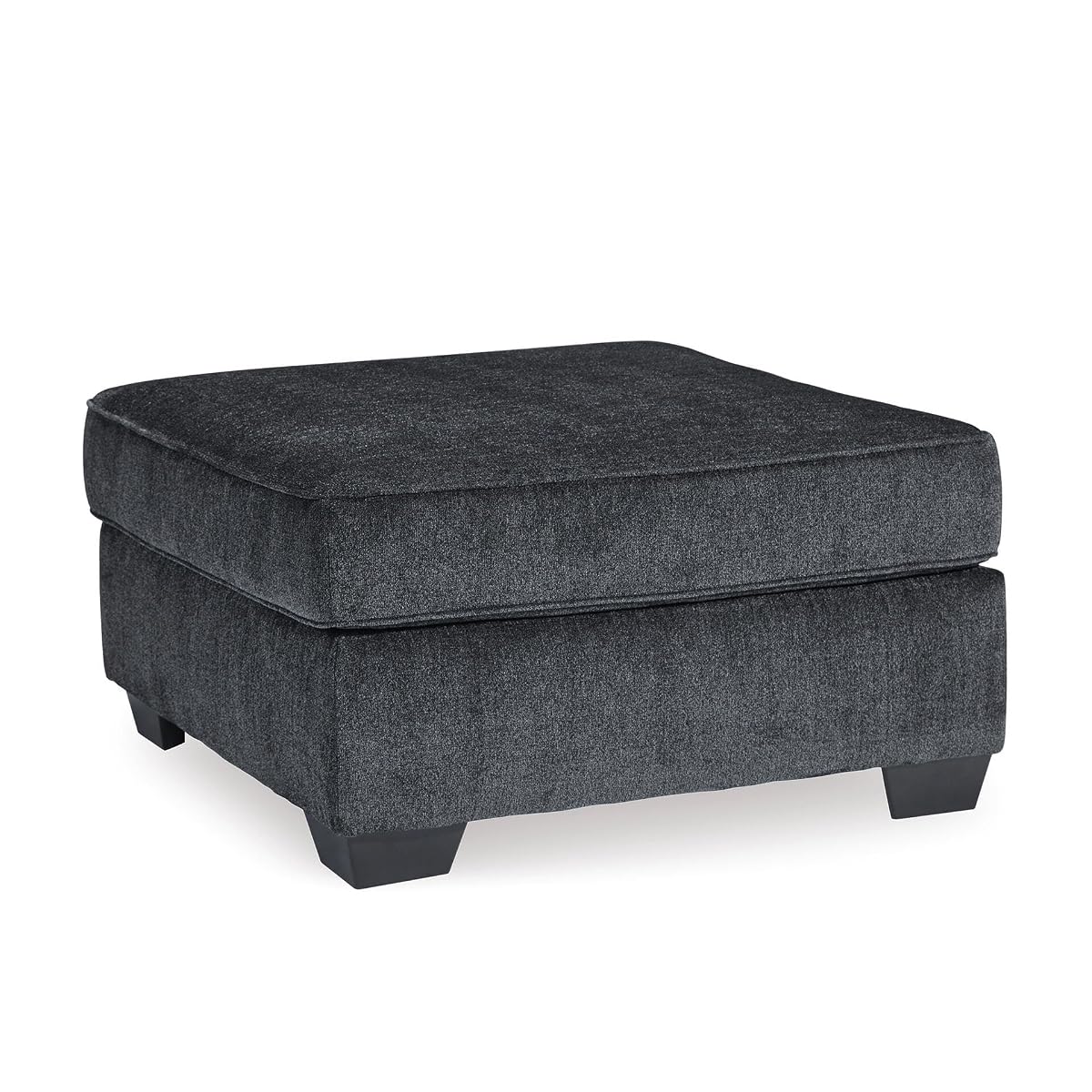 Signature Design by Ashley Altari Oversized Accent Ottoman, Large Gray Square Footstool, Contemporary Chenille Fabric Coffee Table Design, Slate
