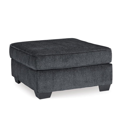 Signature Design by Ashley Altari Oversized Accent Ottoman, Large Gray Square Footstool, Contemporary Chenille Fabric Coffee Table Design, Slate
