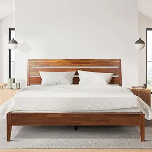 Acacia Emery Bed Frame with Headboard Solid Wood Platform Bed, view 2