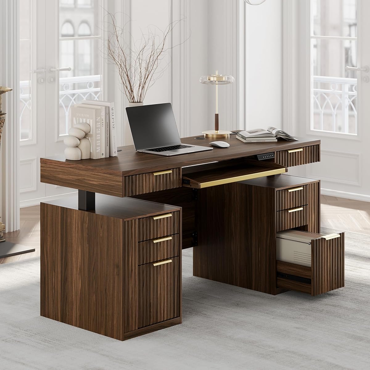 59 Inch Standing Desk with Storage Drawers