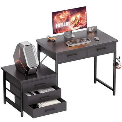 47 inch Computer Desk with 5 Drawers and Printer Space for Office