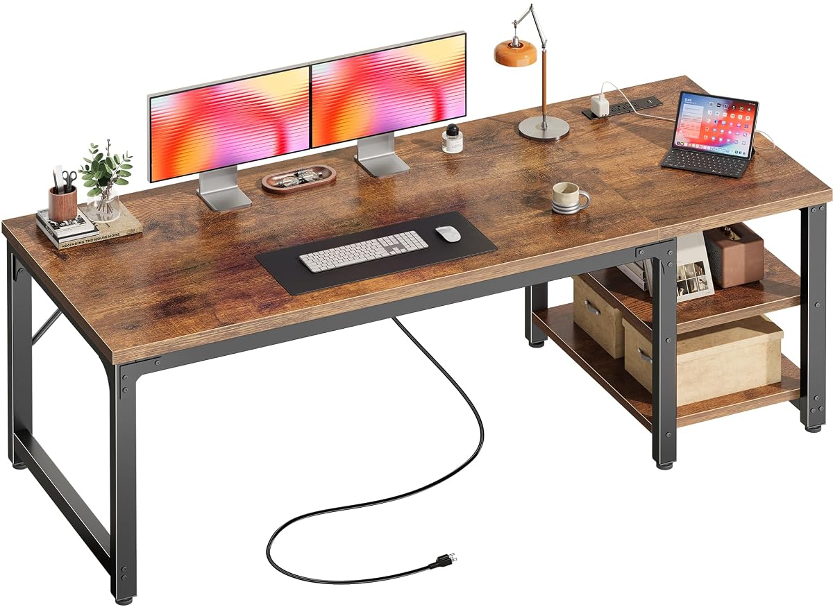 63'' x 23.6'' Computer Desk with Power Outlets, 0.95'' Thick Desktop