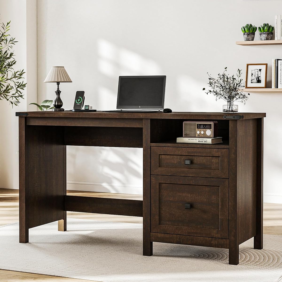 Farmhouse Executive Desk with Charging Station