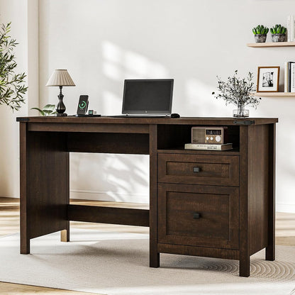 Farmhouse Executive Desk with Charging Station