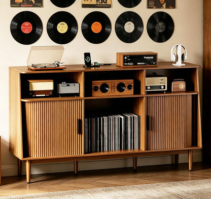 Record Player Stand with Vinyl Storage