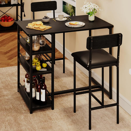 Dining Table Set for 2, Kitchen Table and Chairs for 2 with Upholstered Chairs