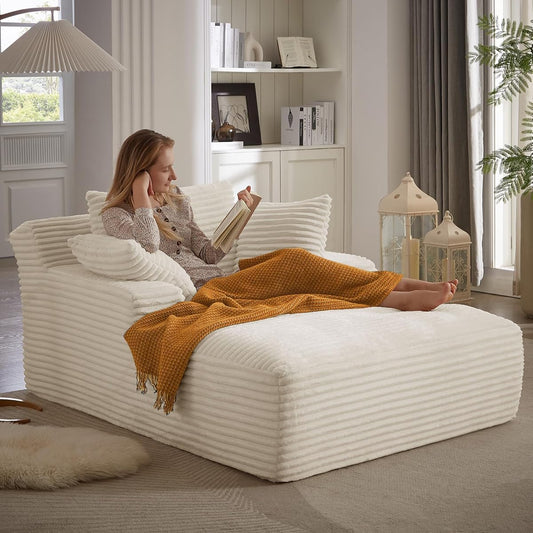 67 Inch Oversized Chaise Lounge Sofa Chair Indoor with 2 Pillows & Armrest