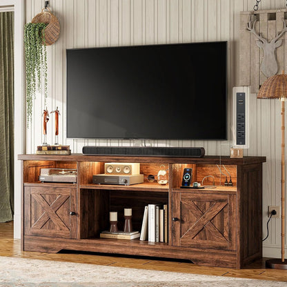 TV Stand for 65 Inch TV, Entertainment Center, Walnut
