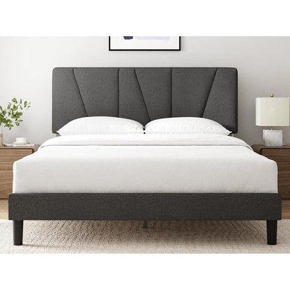 Zinus Maya Upholstered Bed Frame with Asymmetric Headboard, Queen