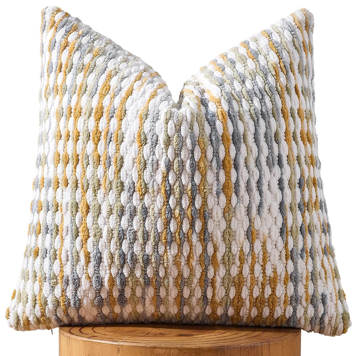 Boho Chenille Pillow Cover Decorative Tufted Pillowcase for Couch Bed Sofa Bedroom Living Room Modern 18 x 18-Inch Grey
