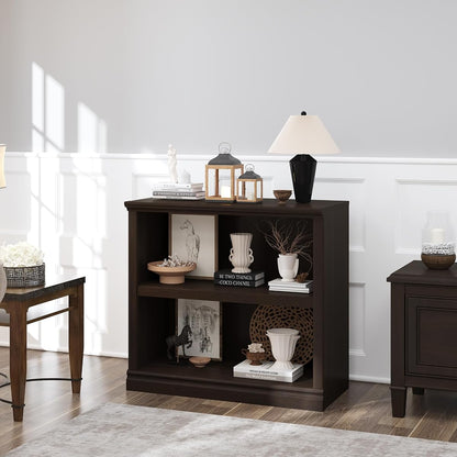 Bookcase, Open Storage Book Cases/Shelves, Floor Standing Indoor Furniture 2 Shelf Book case for Farmhouse Library Office Bedroom Kids, Dark Cherry - 2 Tier