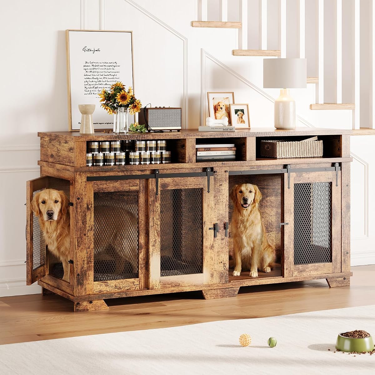 71'' Dog Crate Furniture for 2 Dogs