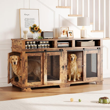 71'' Dog Crate Furniture for 2 Dogs