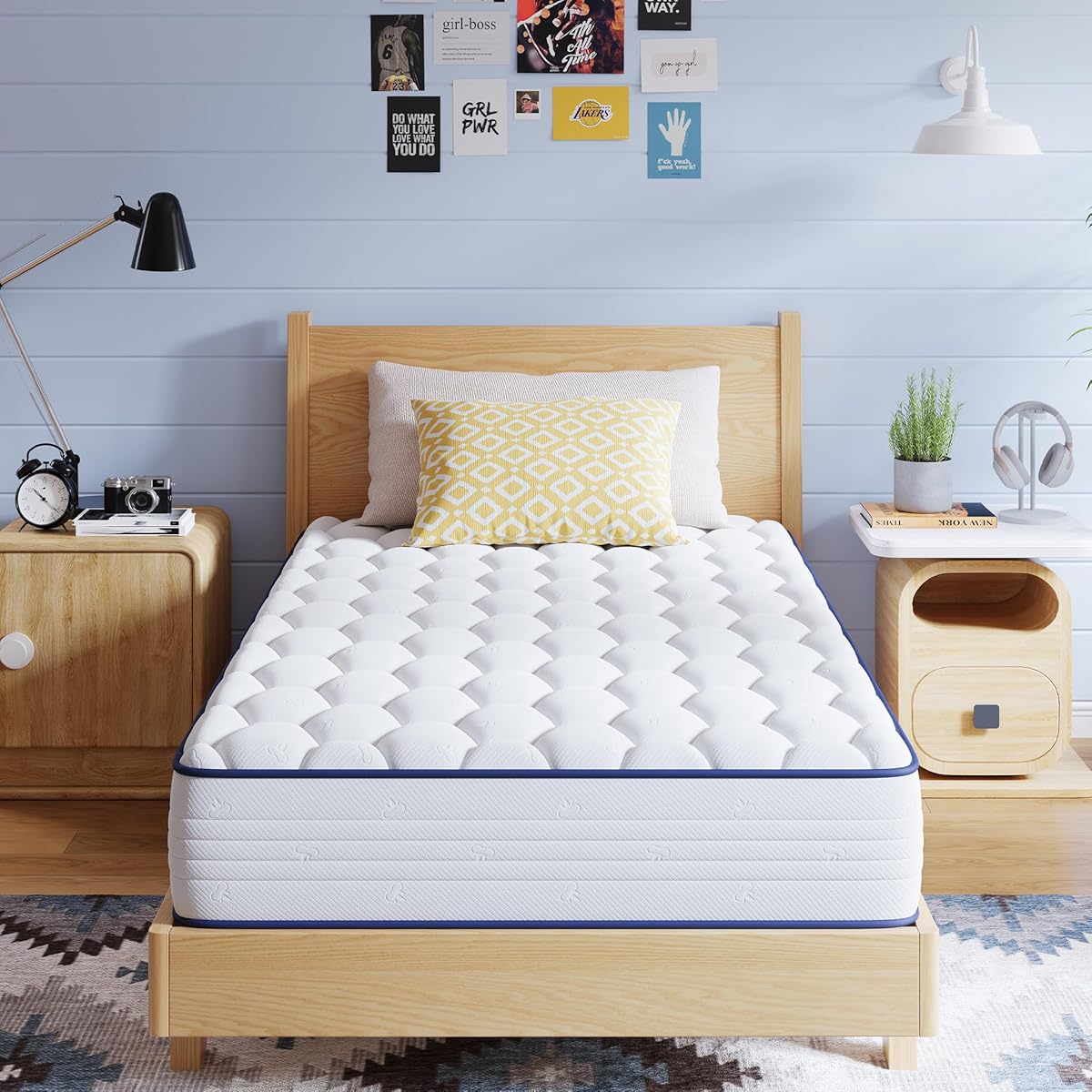6 Inch Twin Mattress for Fresh Sleep, Twin Size Mattresses with Innerspring for Pressure Relief, Bonnell Coil Hybrid Mattresses Breathable Cover CertiPUR-US Certified Bed Mattress in a Box