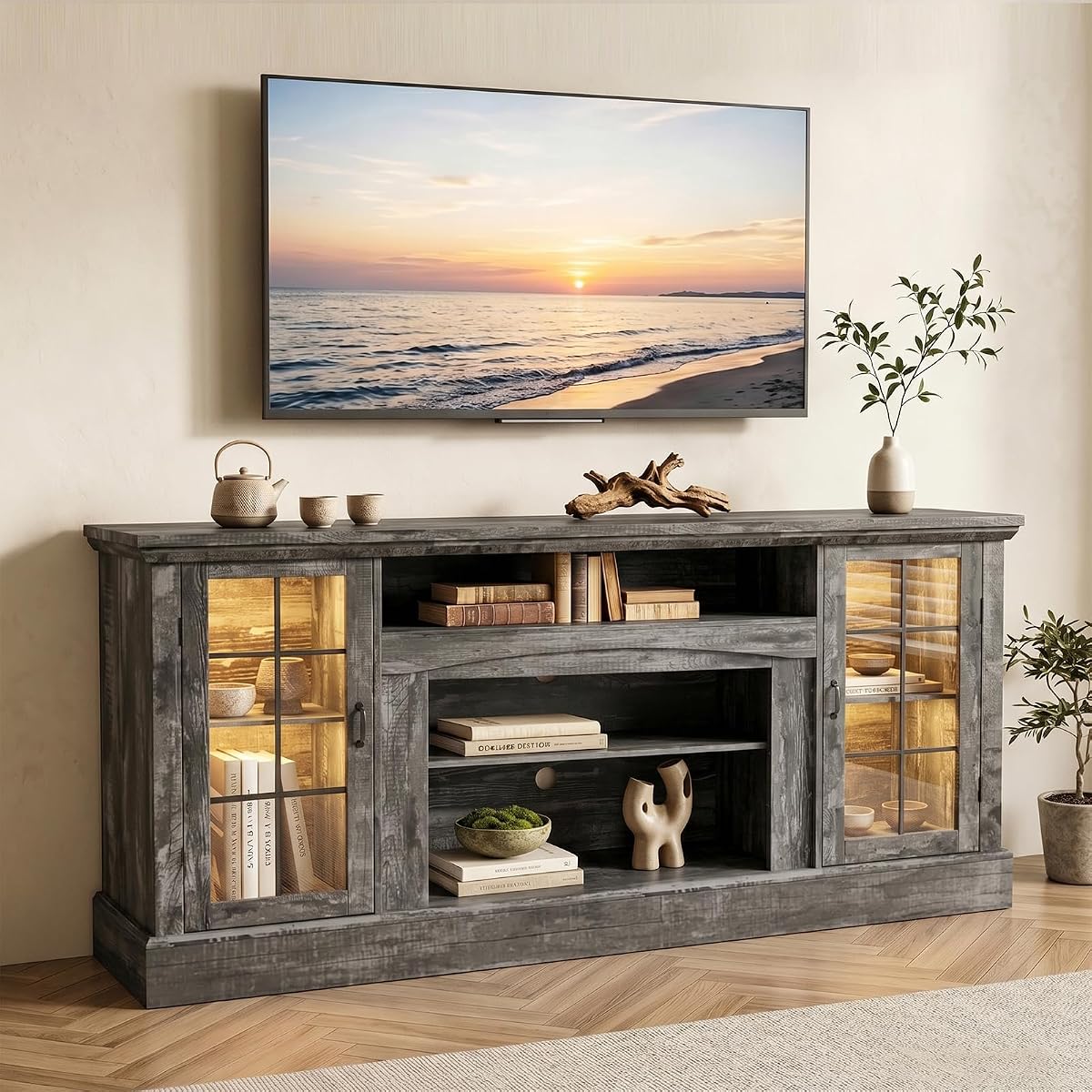 MXV 70" Farmhouse TV Stand for 80 Inch TV