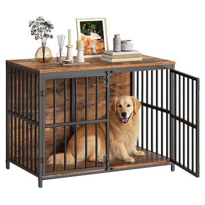 38.6" Dog Crate Furniture, Wooden Dog Kennel Indoor