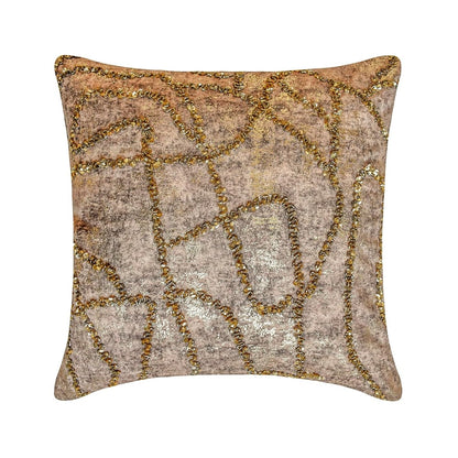 Decorative Throw Pillow Covers Gold 22"x22" (55x55 cm) Jacquard Foil, Bead, Sequins, Hand Embroidery Outdoor Furniture Cushion Cover, Abstract Modern Style - Old World Gold