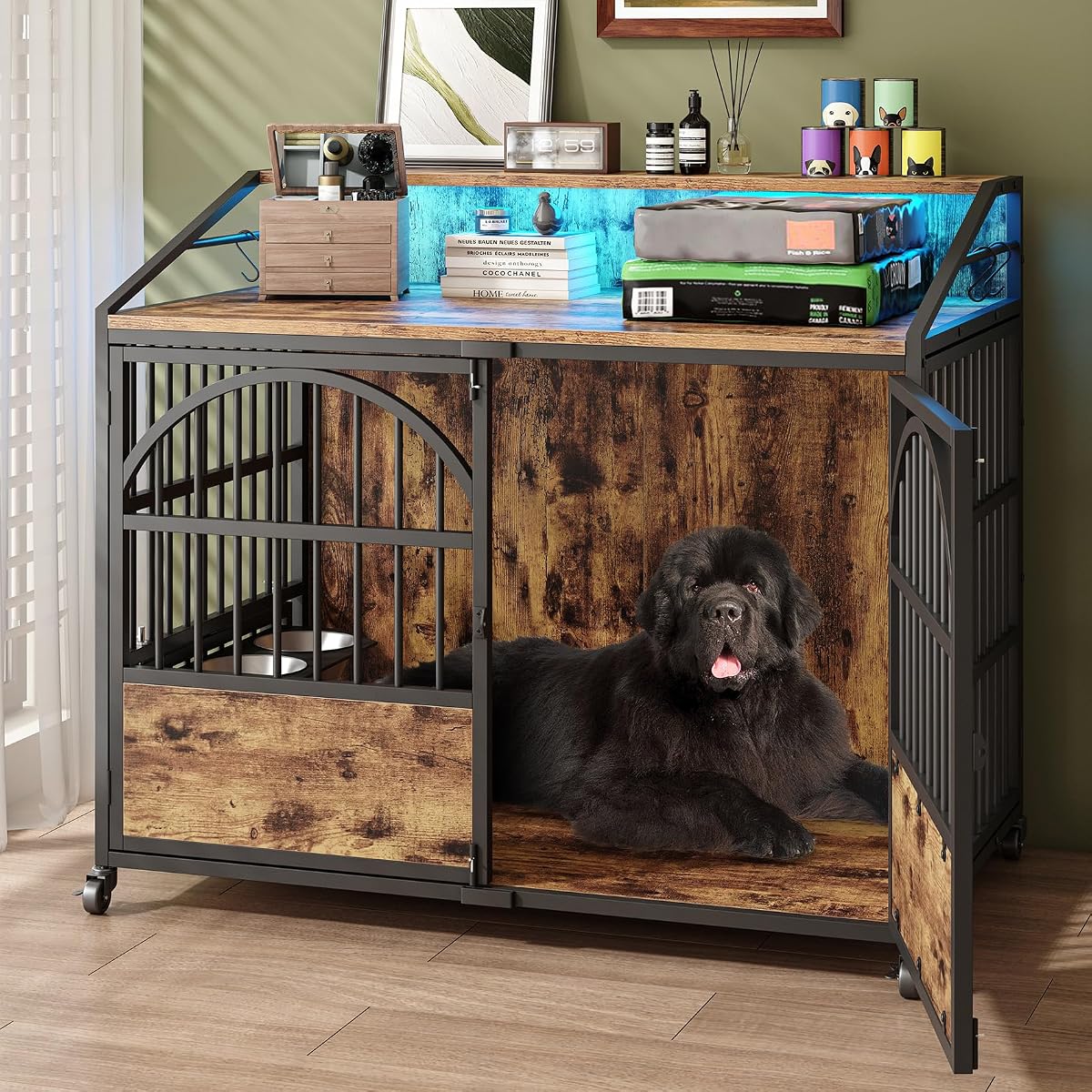 44 Inch Heavy Duty Dog Crate Furniture with 3 Doors