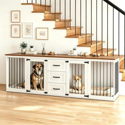 92.8" Furniture Style Dog Crate, Double Dog Crate Furniture