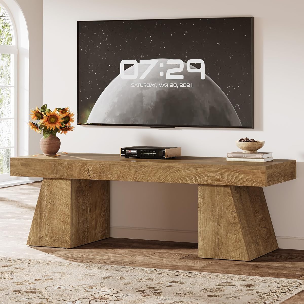 63" TV Stand, Media Console Television Stands, Natural