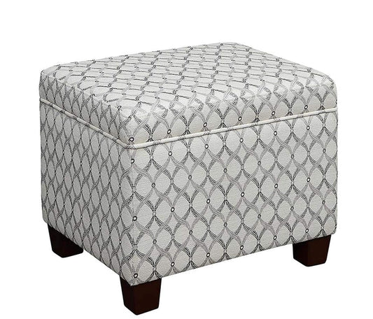 Madison Storage Ottoman 21.75" - Modern Upholstered Footstool & Seat with Hinged Lid for Transitional Living Room, Bedroom, Hallway, & Entryway, Ribbon Pattern Fabric