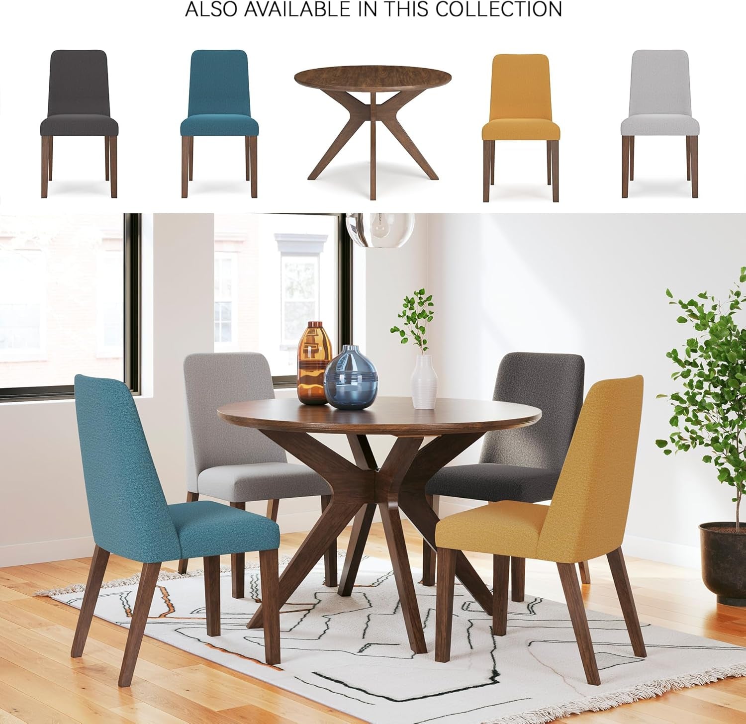 Lyncott Traditional round Dining Room Table, Seats up to 4, Brown