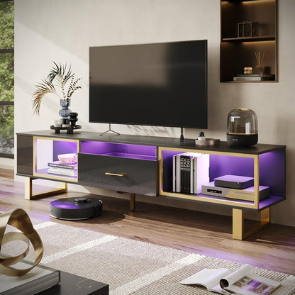 70 inch TV Stand with LED Lights for 75 inch TV