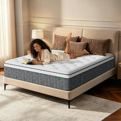 Queen Mattress 12 Inch, Medium Firm Feel, Queen Size Mattresses in Box, Individually Pocket Coils for Motion Isolation, Cooling & Comfortable Sleep with Gel Foam, CertiPUR-US Certified