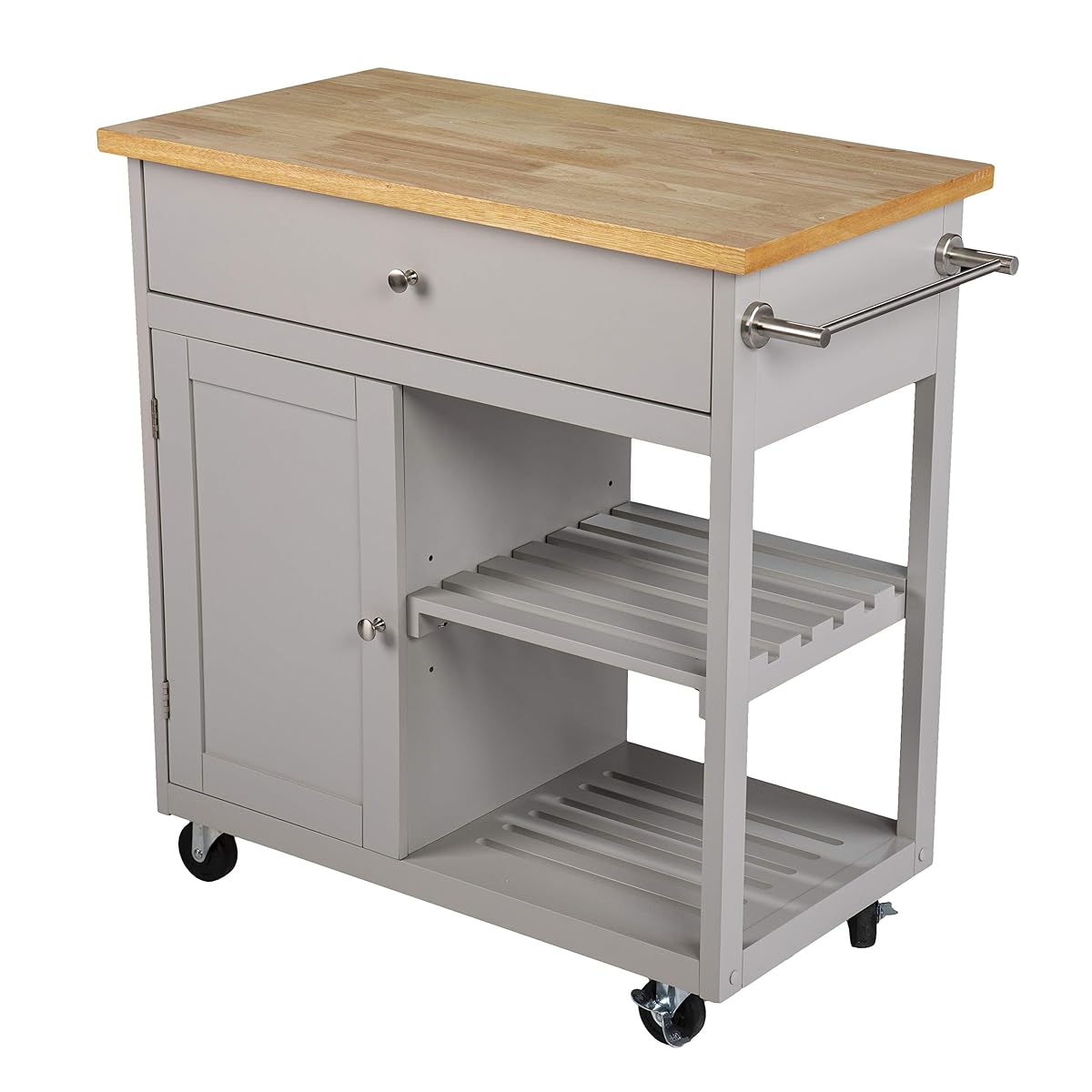 Rolling Kitchen Island with Storage - Transitional Design, Gray Finish - Ideal for Kitchen, Dining Room (KA1125734)