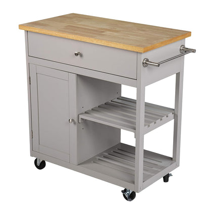 Rolling Kitchen Island with Storage - Transitional Design, Gray Finish - Ideal for Kitchen, Dining Room (KA1125734)