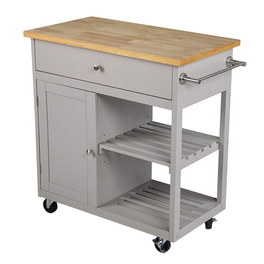 Rolling Kitchen Island with Storage - Transitional Design, Gray Finish - Ideal for Kitchen, Dining Room (KA1125734)