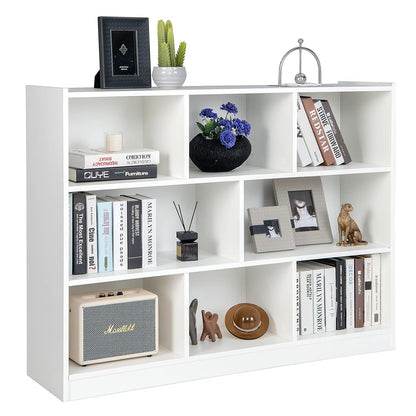 8-Cube Bookcase, Wood 3 Tier Open Storage Bookshelf, Modern Multipurpose Display Cabinet for Living Room, Study, Reading Nook, 48 x 12.5 x 36.5 Inch, White