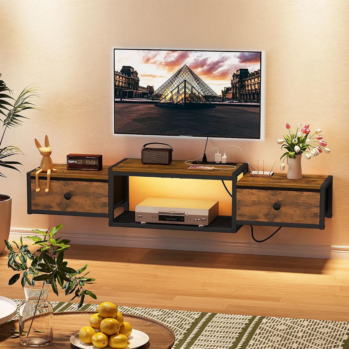 Floating TV Stand, Floating Entertainment Center for TVs up to 60"