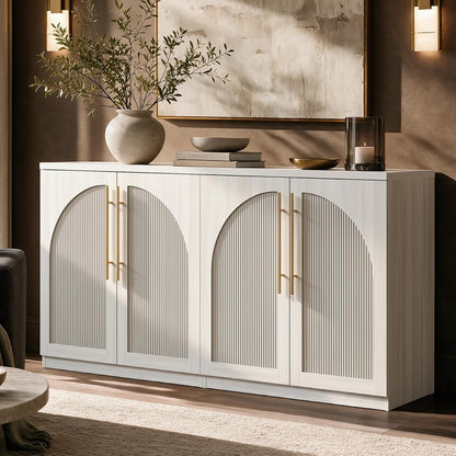 Arched Sideboard Cabinets, Modular Buffet Table, White