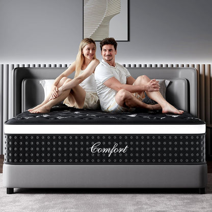 Queen Mattress,12 Inch Queen Size Mattress,Deep Sleep-Memory Foam Hybrid Mattresses for Back Pain Relief,Queen Size Matress in a Box,Pressure Relief & Motion Isolation,Medium Firm,80" x 60"