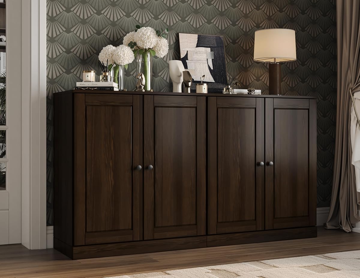 Sideboard Buffet Cabinet, 64" Wide, Espresso