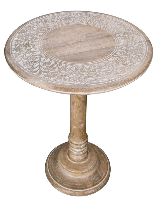 White wash small wooden end table