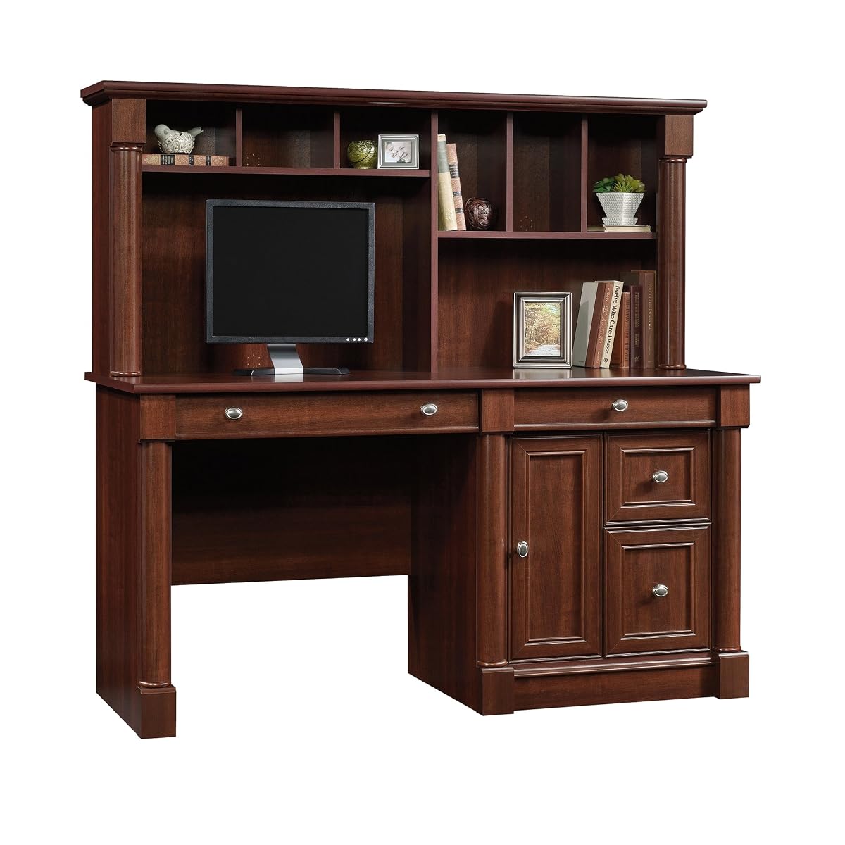 Palladia Computer Desk with Hutch, Large Storage and File Drawer