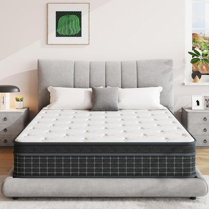 Queen Mattress, 12 Inch Queen Size Mattresses in a Box, Individually Wrapped Pocket Coils for Isolate Motion,Pressure Relief, CertiPUR-US Certified, Support Comfort & Medium Firm
