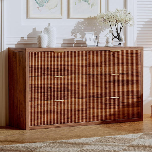 55.12" Modern Chest of Drawer, 6 Deep Drawers, Clothes Organizer