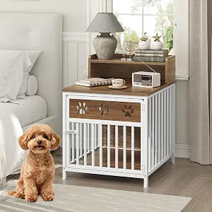 Dog Crate Furniture, Wooden Dog Kennel with Storage, Indoor Pet Crate End Table, view 2