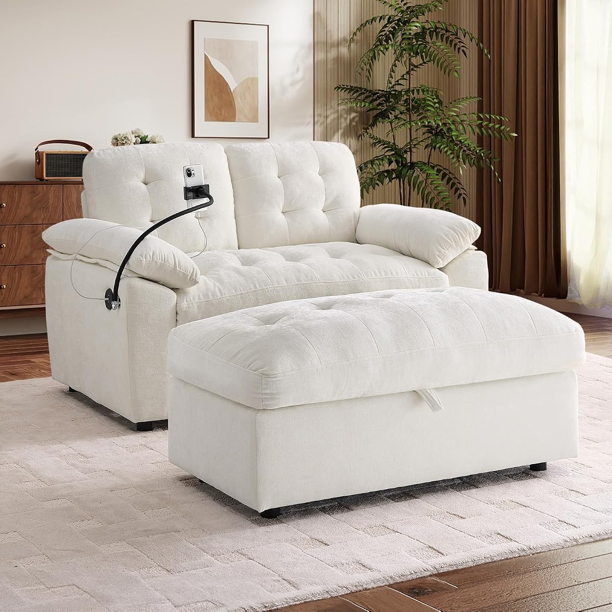 56” Chaise Lounge Chair with Ottoman