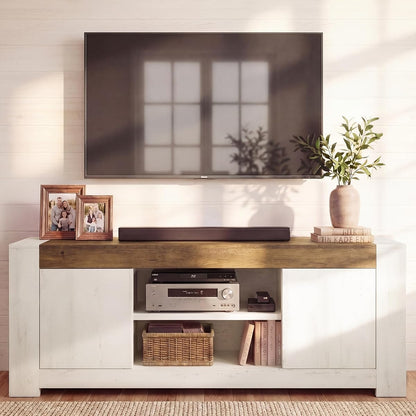 TV Stand with Storage, Farmhouse Entertainment Center for 65'' TV