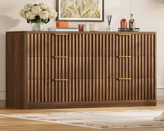 Fluted 6 Drawer Dresser for Bedroom