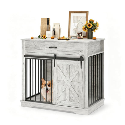 38" Farmhouse Dog Crate Furniture for Small & Medium Dogs